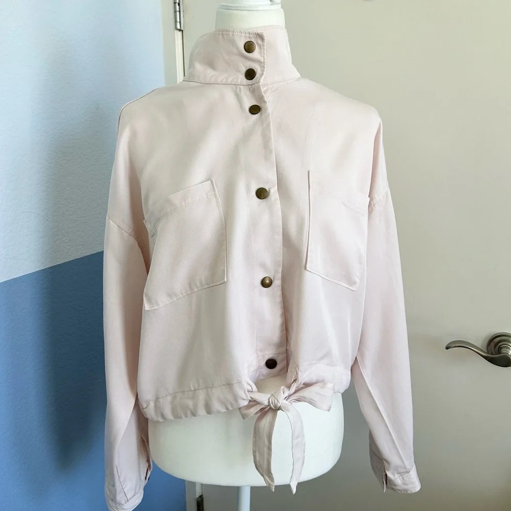 Marine Layer Oslo Crop Tie Waist Boxy Jacket Rosewater Pink Size M - Picture 7 of 11